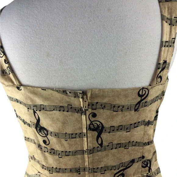 Hot Topic Beige Musical Print Mini Dress, Size Medium - Picture 4 of 8